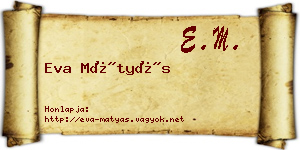 Eva Mátyás névjegykártya