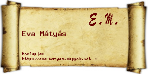 Eva Mátyás névjegykártya